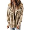 Dames Winter Casual Plaid Capuchon Tweed Jas Verdikte Gewatteerde Warme Jas Lamswollen Voering