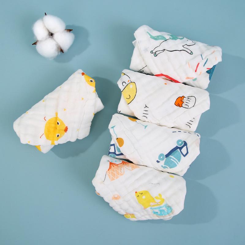High-Density Pre-Washed Baby Cartoon Gauze Towel - Soft Washcloth for Household Use