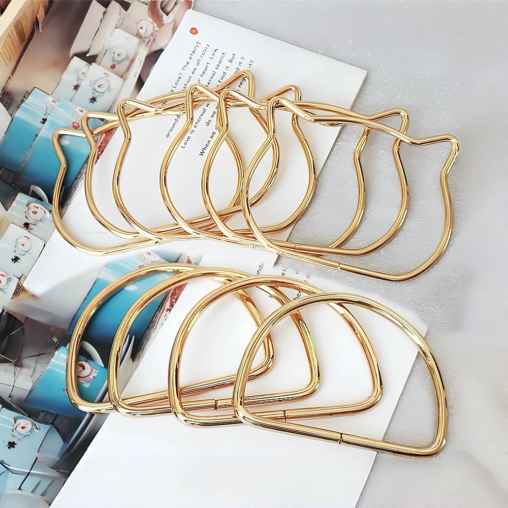 Asas metálicas semicirculares para bolsos tejidos - Diseño de cabeza de oso y gato