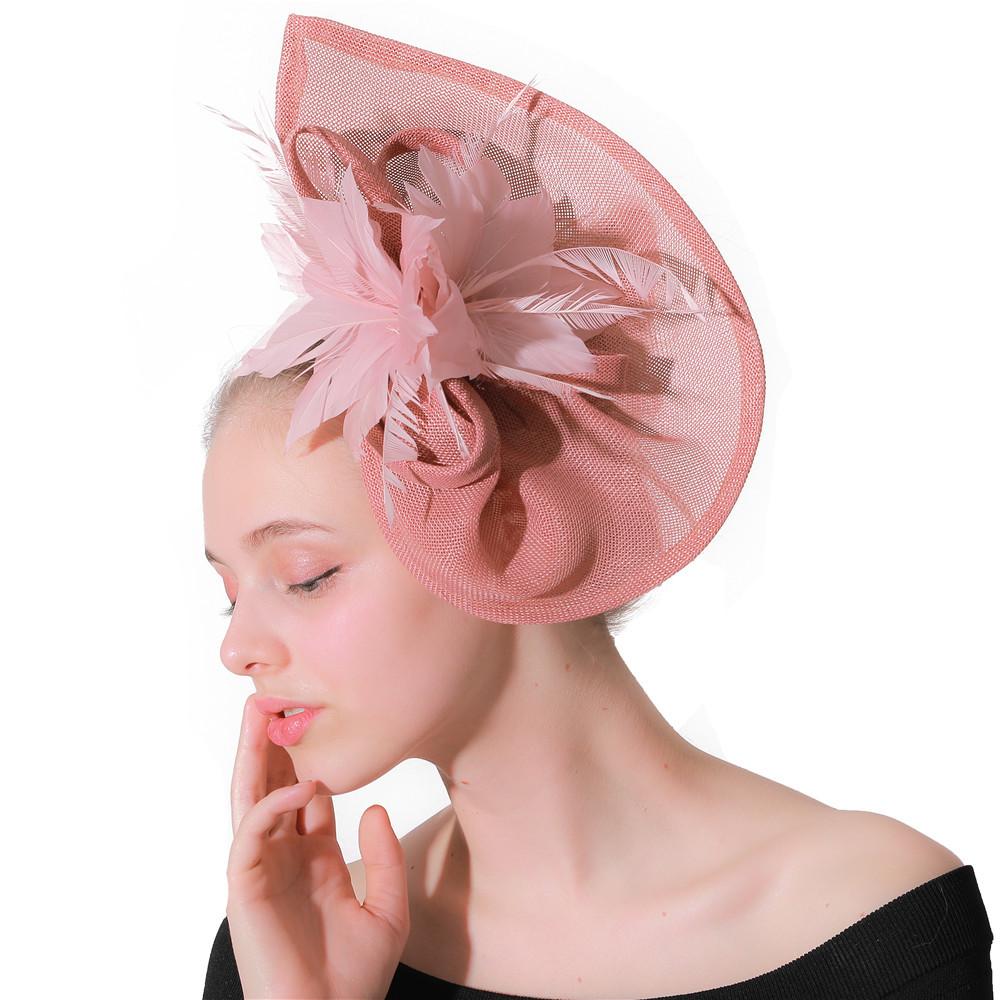 Europe And The United States New Feather Hairpin Bridal Hair Accessories Banquet Party Performance Hemp Hat Ball Headdress
