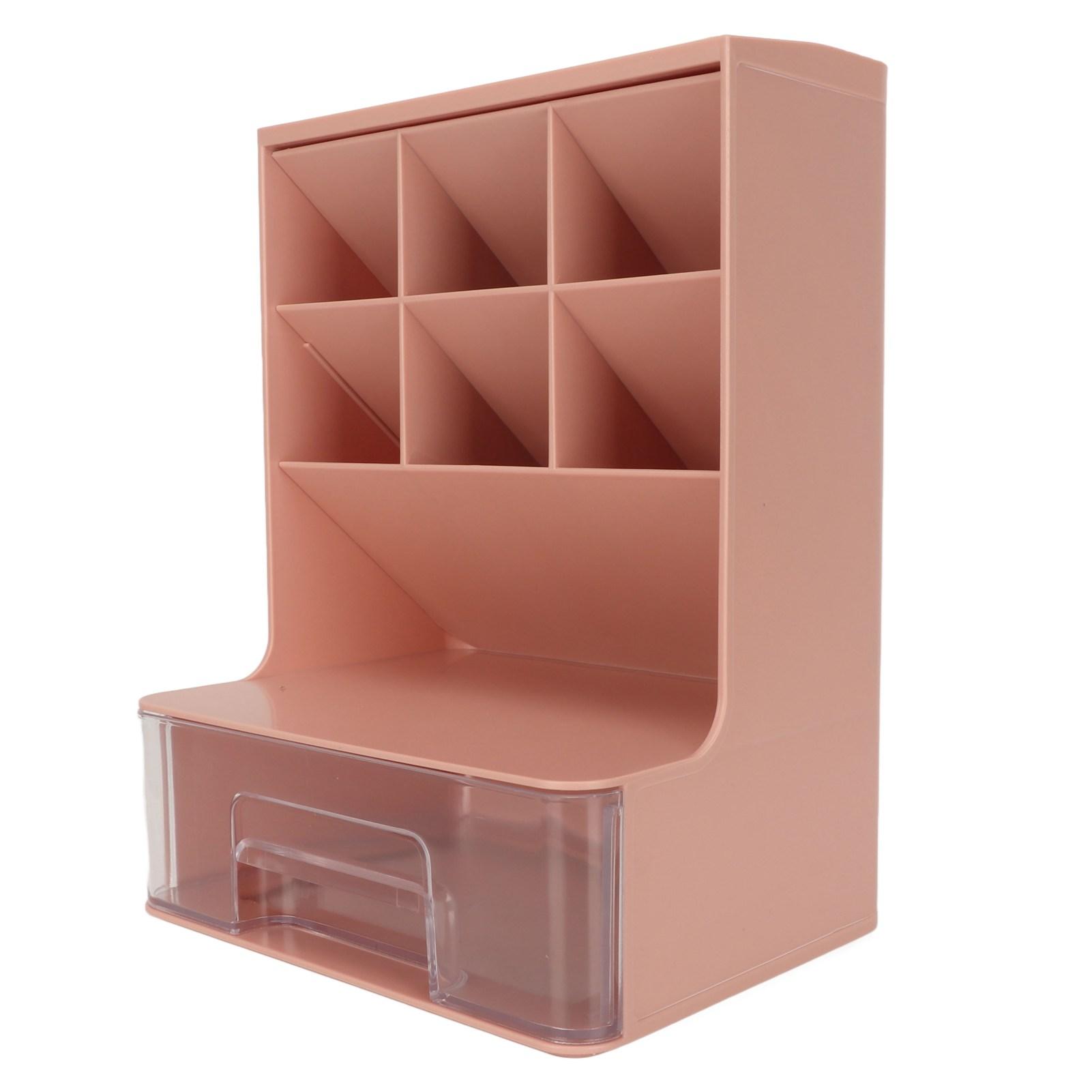 

Наклонный органайзер для ручек для студентов с ящиком большой емкости с закругленными углами настольный канцелярский прозрачный розовый