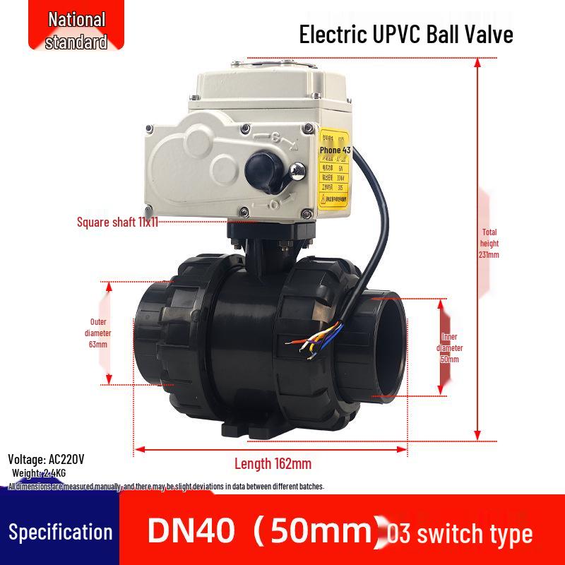 Q911X-10S 220V Electric UPVC Double Union Ball Valve for Chemical Water Treatment