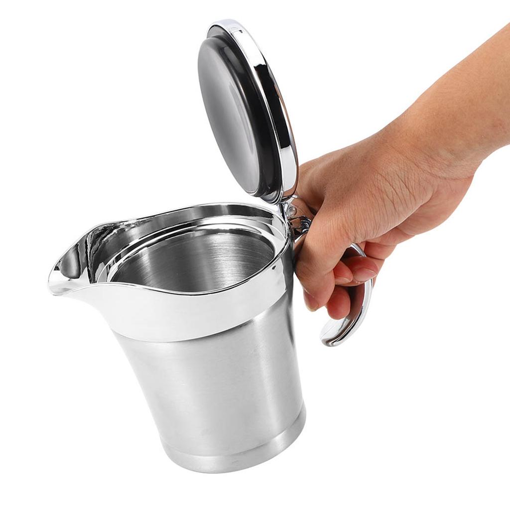 750ML Soßenboot 304 Edelstahl Soßenkrug Doppelwandig Steaksoßentopf mit Deckel