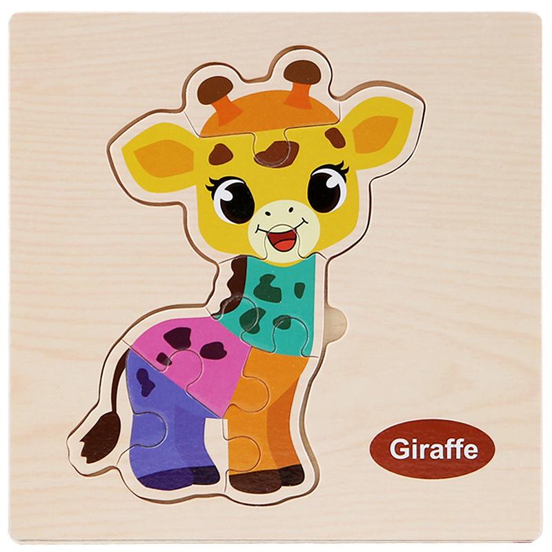 Wooden Cartoon Animal & Transport Puzzle for Toddlers, Educational Toy for Ages 2-3