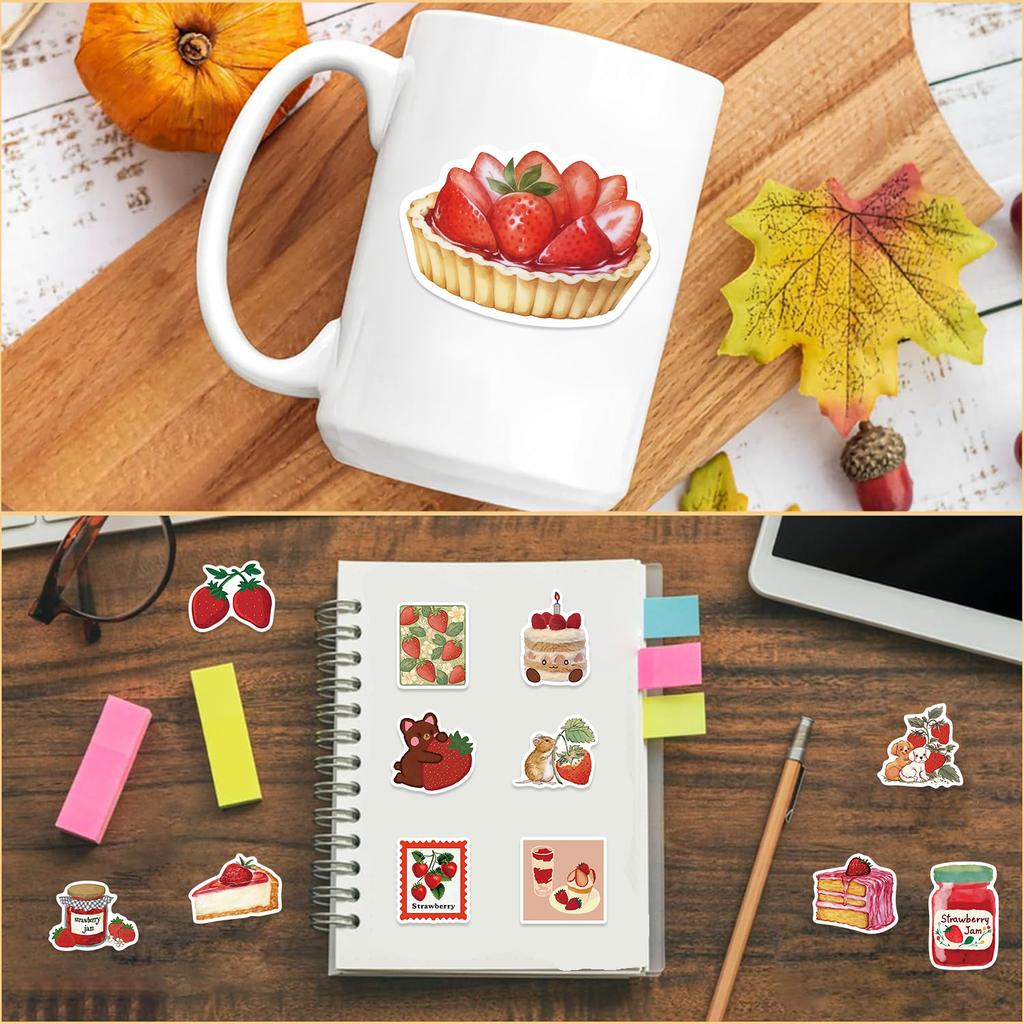 50 Cartoon INS Strawberry Creative Stickers DIY Decorative Guitar Notebook Suitcase DIY Waterproof