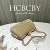 Gold Glitter Pleated Chain Decorative Handbag Evening Bag, Women's Fashion Temperament Elegant Clutch Bag Dinner Bag