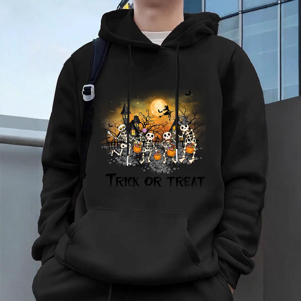 "Halloween"Men's Casual Hoodies Fleece Hip Hop 250g/m² Solid Pullover Sweatshirt Men Sportswear Clothing Sweatshirt Men's Clothing