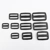 Black Plastic Backpack Strap Adjustment Buckle - Three-Stage Design