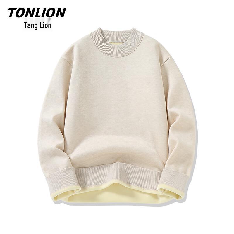 TonLion Men s Winter Half-High Collar Fleece-Lined Sweater 2XL