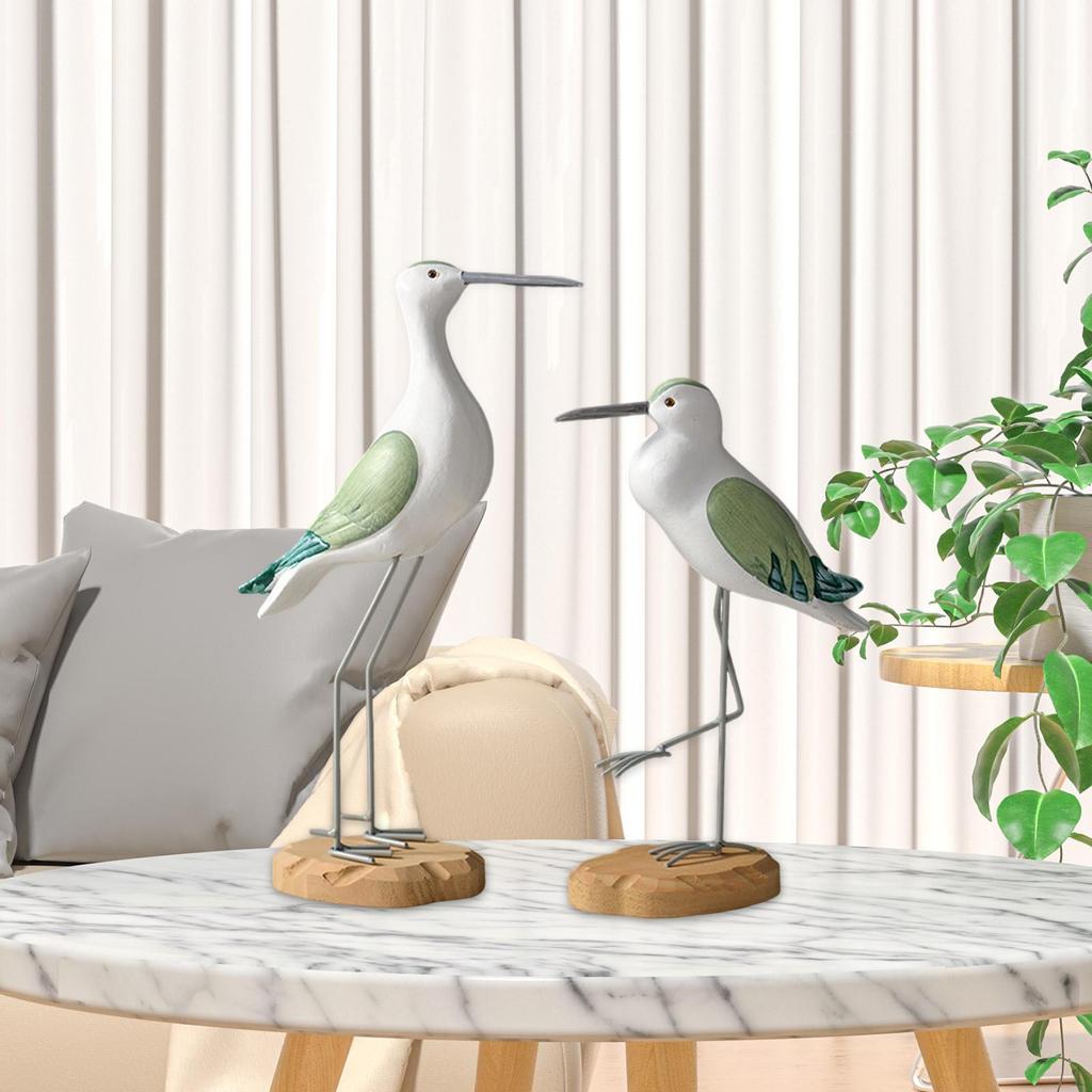 2 Stück Meerestierfigur Rustikale Vogelskulptur Kreative Lebensechte Holzmöwenfiguren