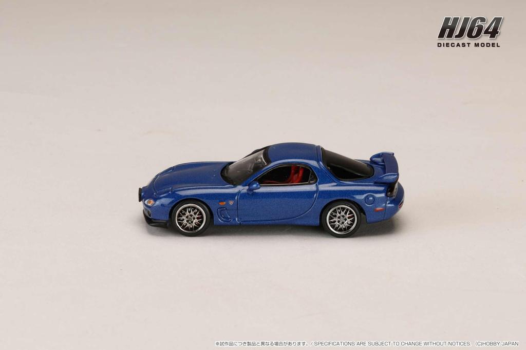Mazda SPIRIT R TYPE A with Engine Display Innocent Blue Mica 1/64 RX-7 (FD3S) Model,