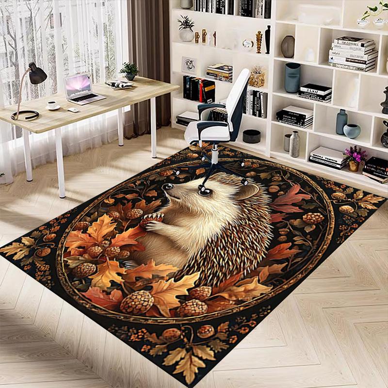 1PC Hedgehog, Autumn Extra Large Non Slip Floor carpet, Office, family, bedroom, Studio Large Area Rug Indoor Rugs, Vibrant Colors