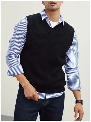 Men's Trendy College Style V-Neck Sleeveless Knit Vest