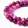 Hot Pink Stripes Agates Stone Natural Round Beads 15"Strand Smooth Loose Spacer Beads 4/6/8/10/12mm for Jewelry Making DIY Bracelets Accessories