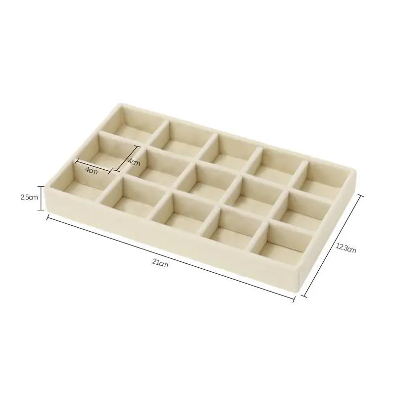 Upgrade Velvet Jewelry Storage Box Necklace Stackable Display Tray Bracelet Earring Organizers DIY Handicrafts Drawer Box Grey