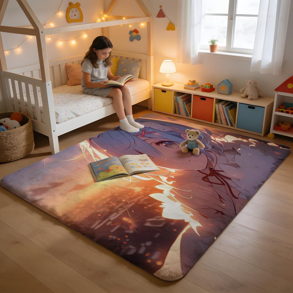Fußmatte Weicher Flanellteppich Rutschfeste Saugfähige Matte für Badezimmer Schlafzimmer Heimdekoration Anime RE ZERO Hängend Bohemian