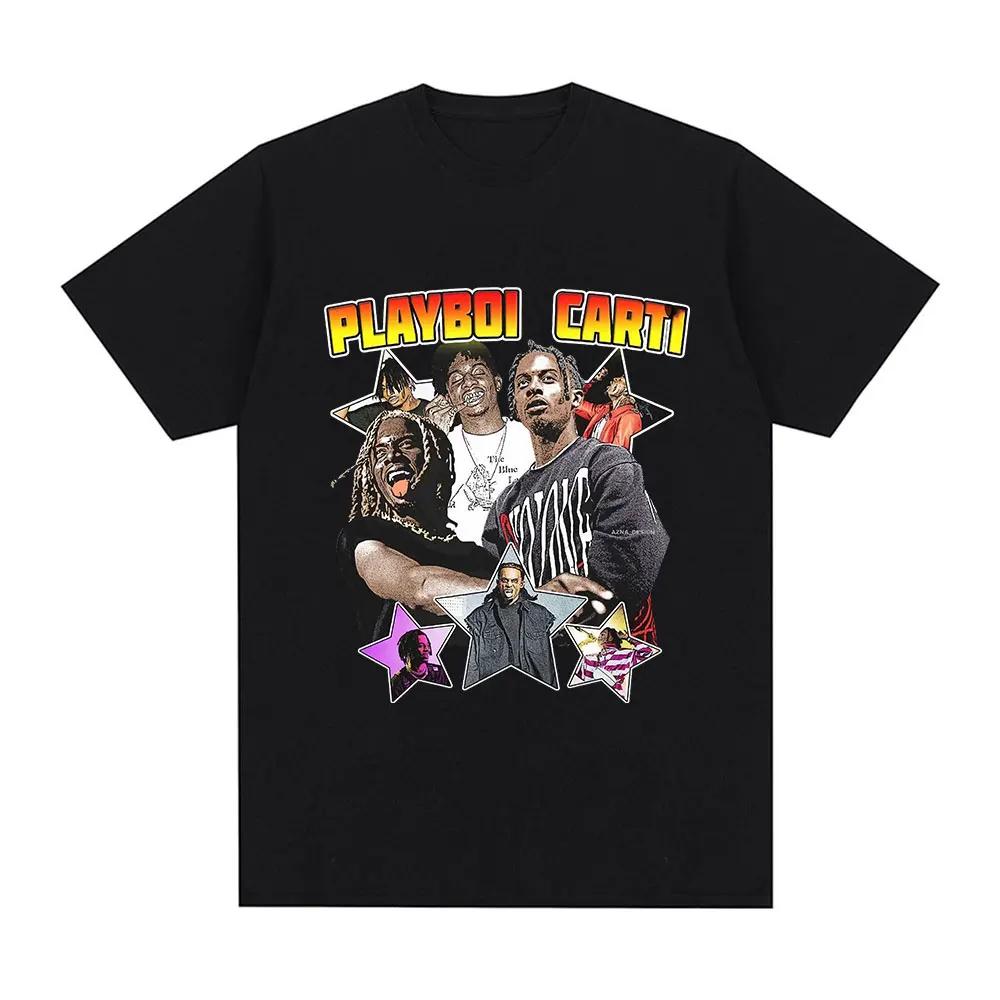 Rapper Playboi Carti Graphic T-shirt Fashion Hip Hop Oversized T Shirts Casual Cotton Short Sleeve T-shirts Streetwear Unisex
