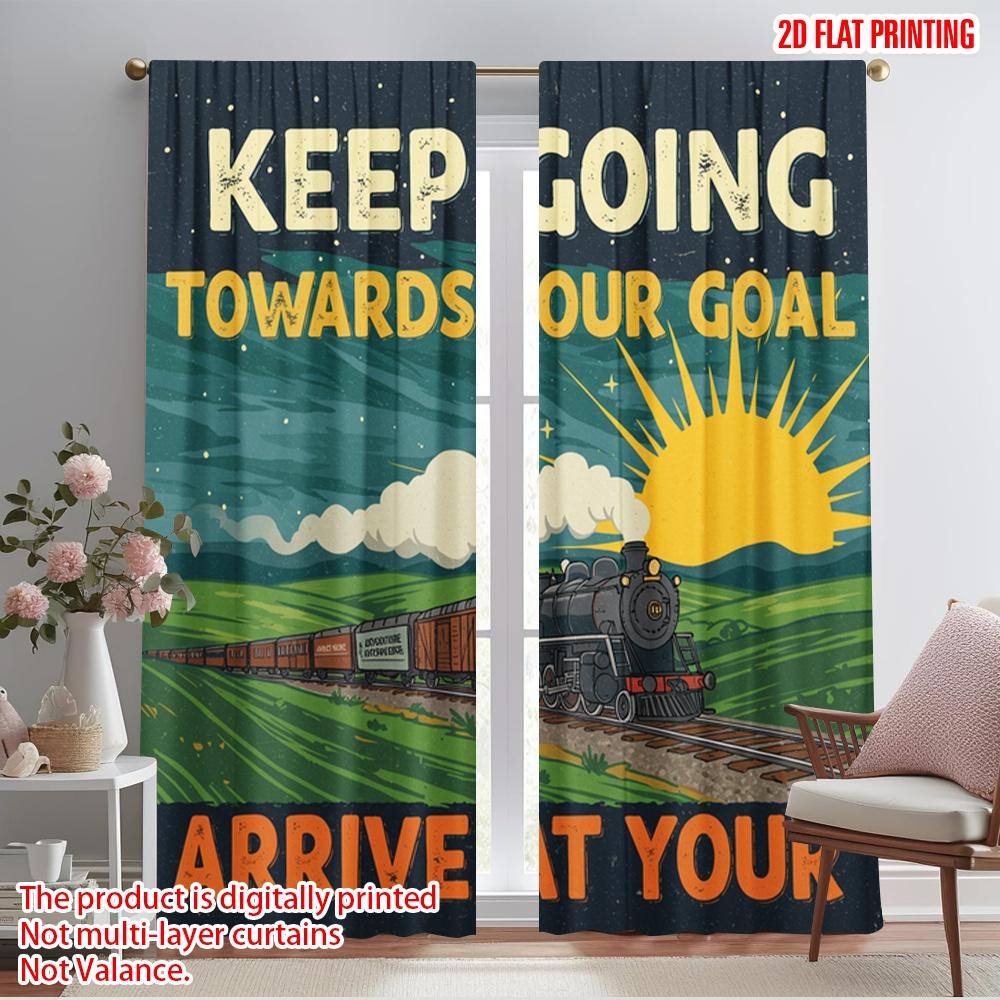 

2pcs 2D flat printing Curtain Keep Going Goal Arrive Destination Polyester Without Electricity 0 for Multipurpose Event 52.50×116.00 CM 2pcs