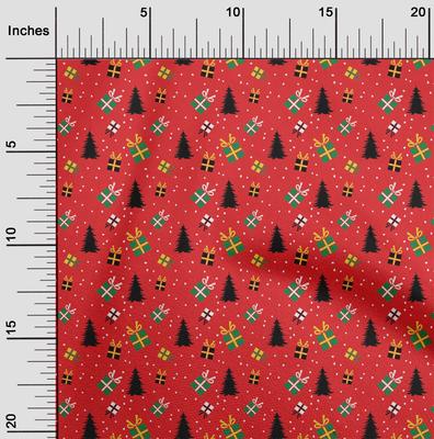 Tissu Coton Flex Rouge Joyeux Noël Tissu à Coudre Au Mètre Imprimé DIY Vêtements Fournitures de Couture 40 Pouces