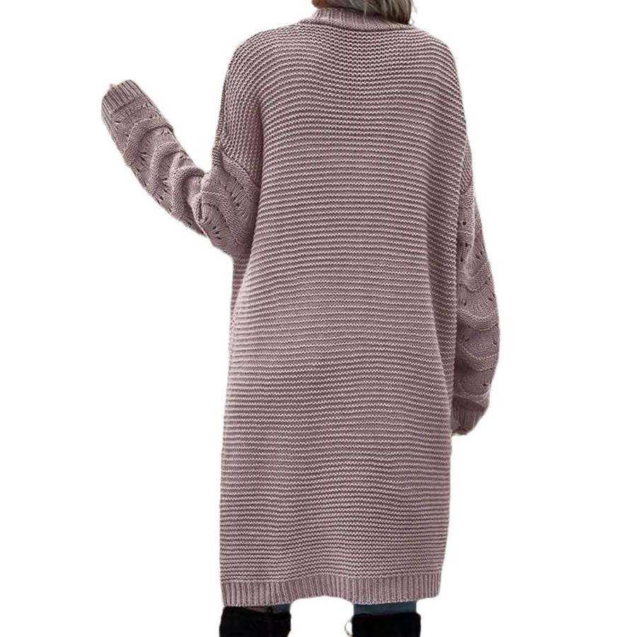 Neuer langer Strickcardigan für Damen, einfarbiger Strick-Oversize-Cardigan mit offener Vorderseite für Damen, importierte Damenbekleidung