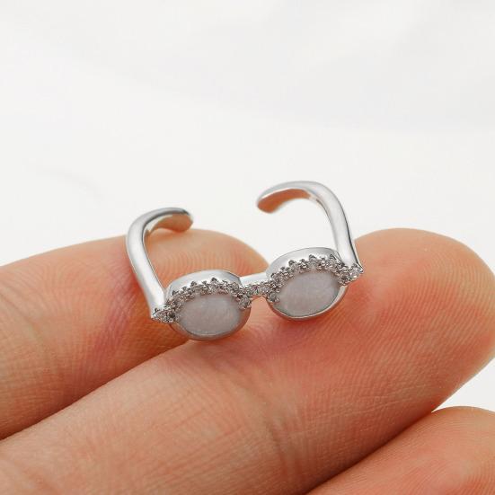 Couple Finger Ring Mini Glasses Adjustable Ring Sparkling Rhinestone Encrusted Fingertip Ring Finger Accessory