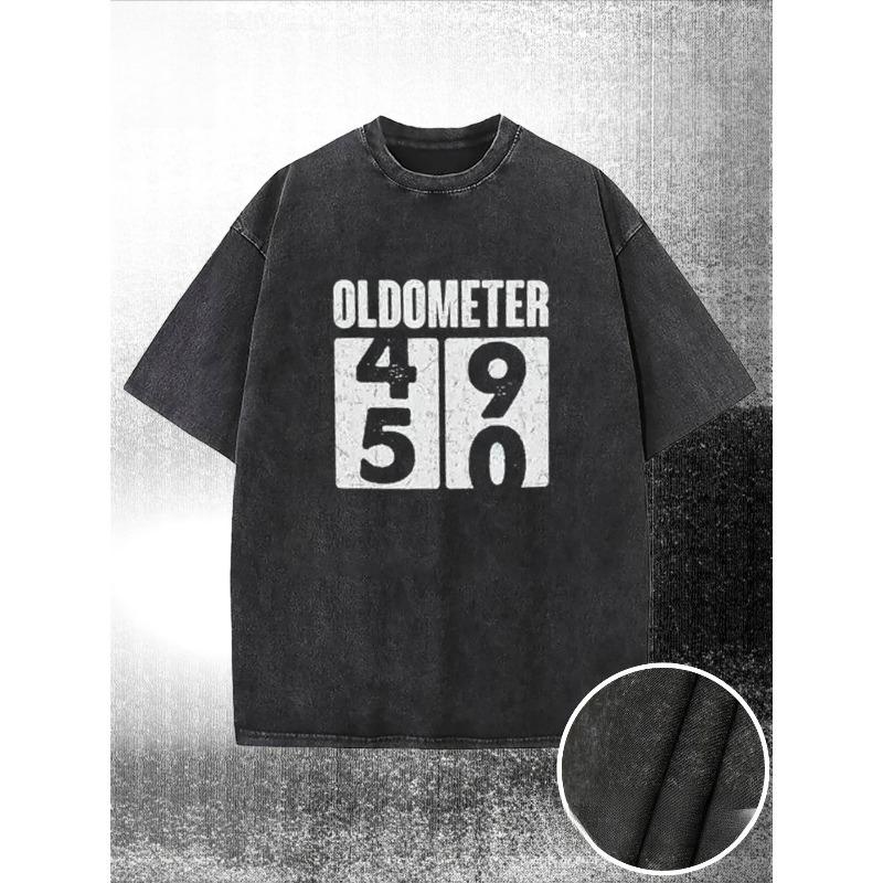 

European Size Washed T-Shirt, Retro Counter 50 Year Old Fun Print, High-Quality Wax Printed, Machine Washable, with a Certain Thickness T-Shirts S чёрный