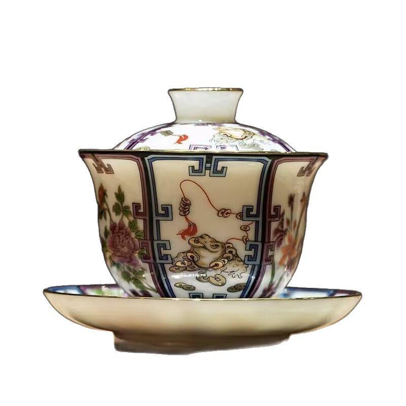 White Porcelain Cover Bowl Teacup, Single Suet Jade Porcelain Teapot, Not Hot, Sancai Tea Bowl, Brewing Teapot, Kung Fu Tea Set