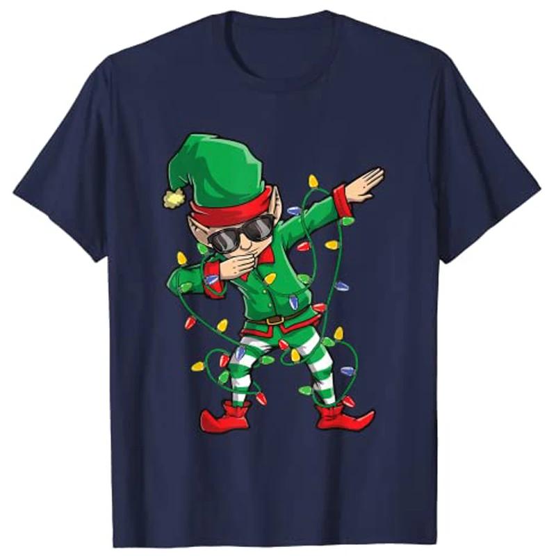 Dabbing Elf Squad Christmas Lights Sunglasses Boys Girls Kids T-Shirt