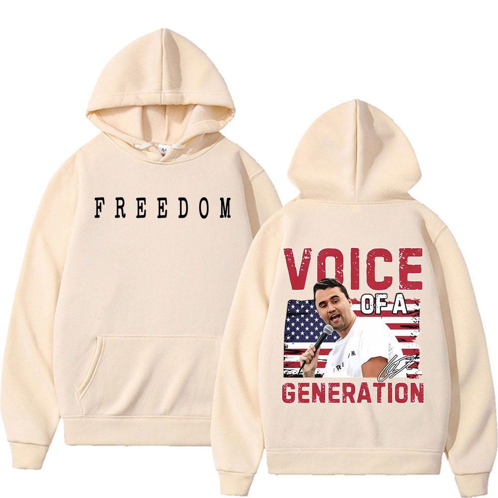 Charlie Kirk Voice of A Generation Vintage Sweatshirt Men Women Fashion Gothic Hoodies Cotton Casual Oversized Hoodie Streetwear