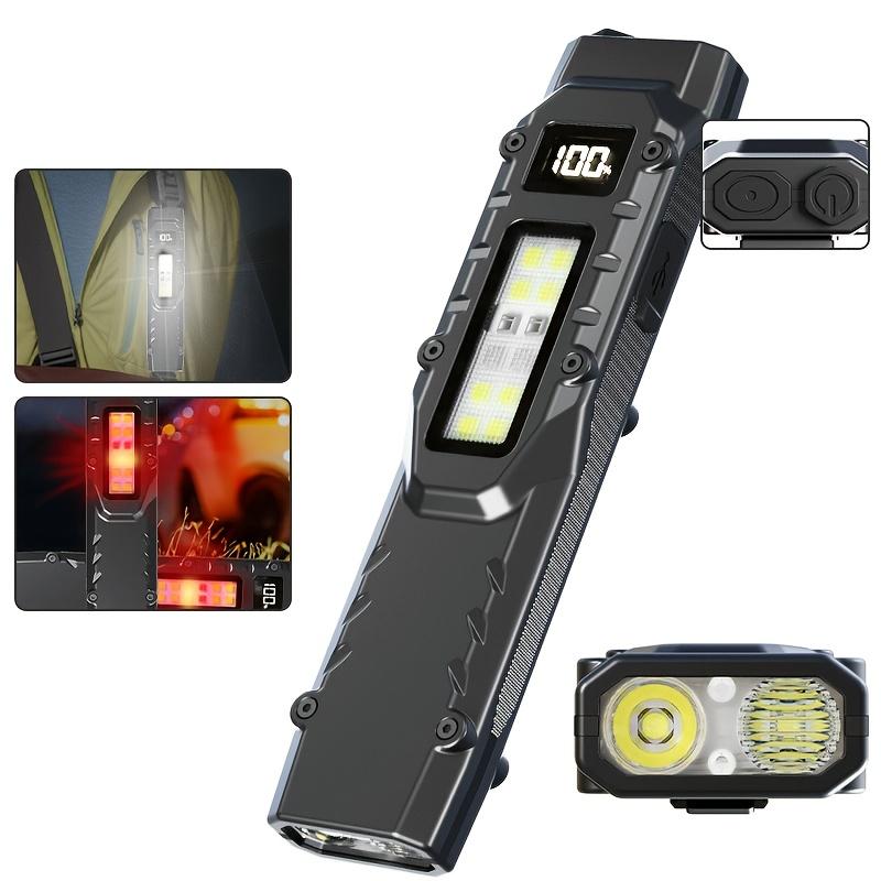 Portable Flat Flashlight with Warning Red Light Beam LED Combination Side Light Pocket Small Flashlight Suitable for Outdoor Emergency Operation