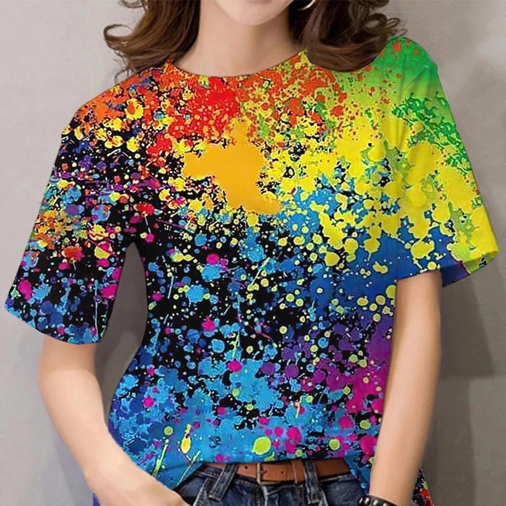 Women s Rainbow Pattern T-shirt Women s Clothing Rainbow T-shirt XS