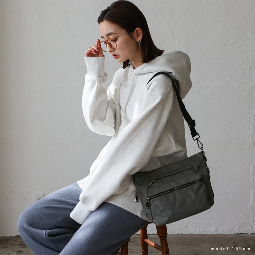 VITAFELICE Nylon Shoulder Bag for 10-Pocket Women, nsb-30012z (Gray)