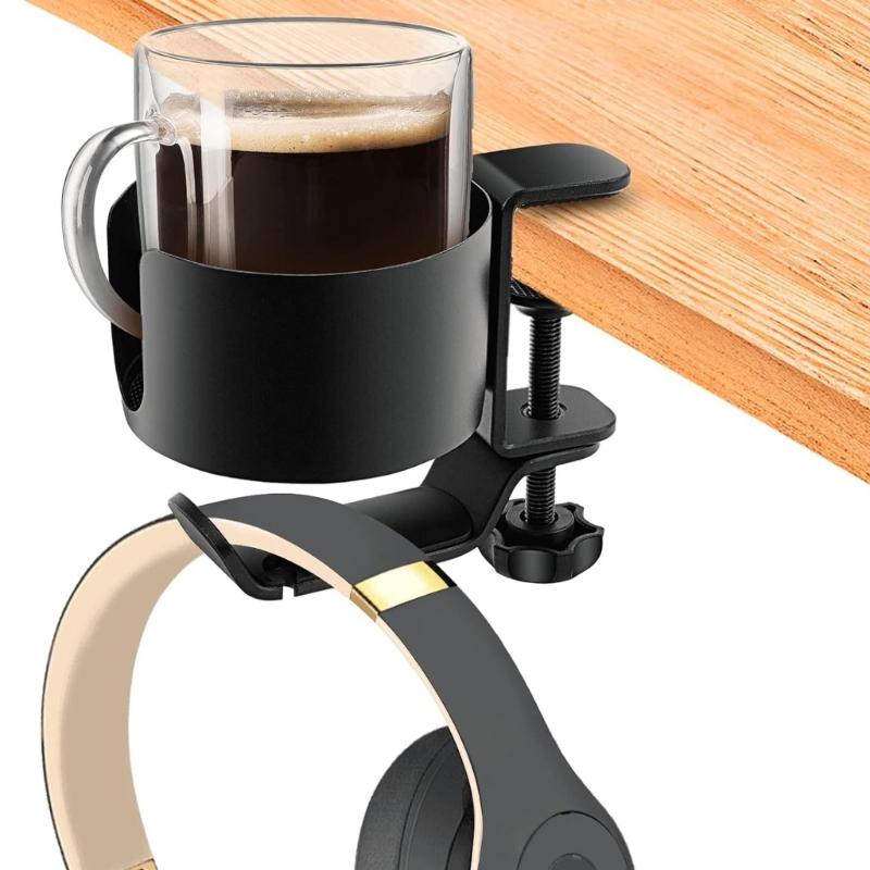Multipurpose Desk Organiser Storage Rack Aluminum Alloy Headphone Holder With Built In Drink Stand For Mug Headset Phone