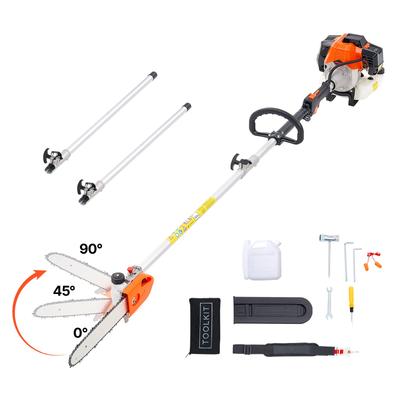 Gas Pole Saw, 43CC 2 Stroke Gas Powered Pole Saws with 30.48 Cm Cutting Bar, Cordless Tree Trimmer with Rotatable Head