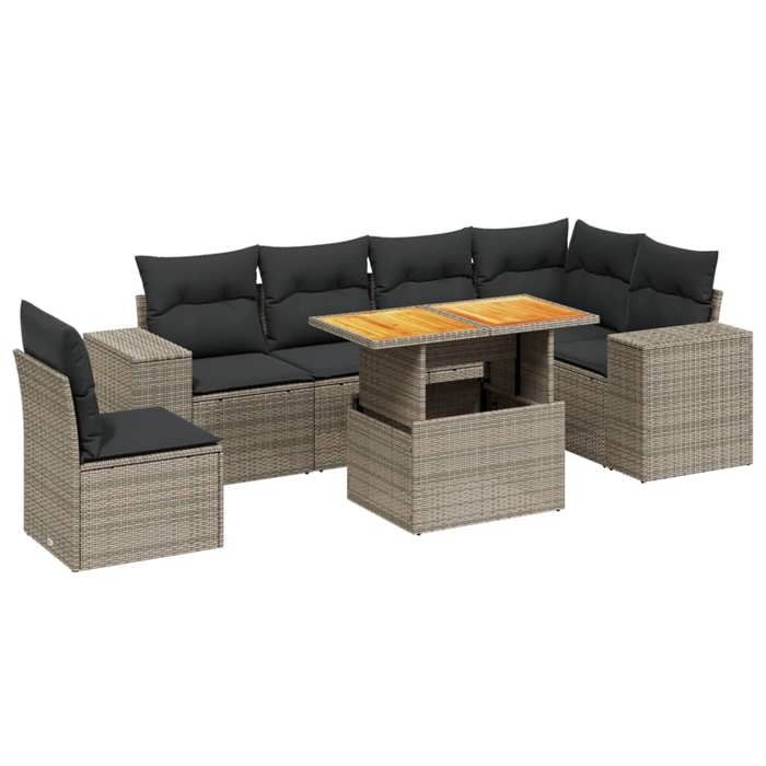 VidaXL Garden Lounge Set with Cushions 7 Pcs, Patio Sofas, Patio Furniture Set, Outdoor Furniture, Grey 3272663