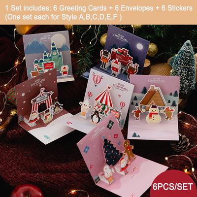 Carte de Noël avec Enveloppe 3d pop up Père Noël Bonhomme de Neige Arbre de Noël Amis Famille Cadeaux de Noël Souhaits carte de vœux