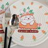 12/18/24/30cm Nordic Style Minimalist Thread Rabbit Carrot Placemat Pattern Household Cotton Anti-Scalding Cup Mat