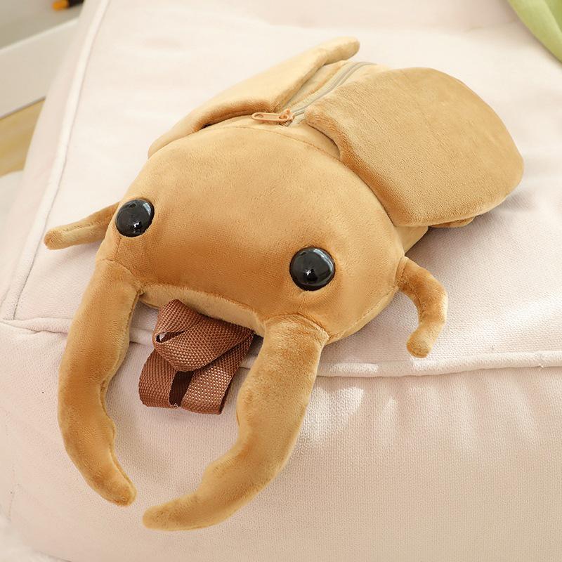 Cartoon Rhinoceros Beetle Plush Backpack - Stag Beetle Doll Toy for Girls 45x25x15cm (0.3kg)