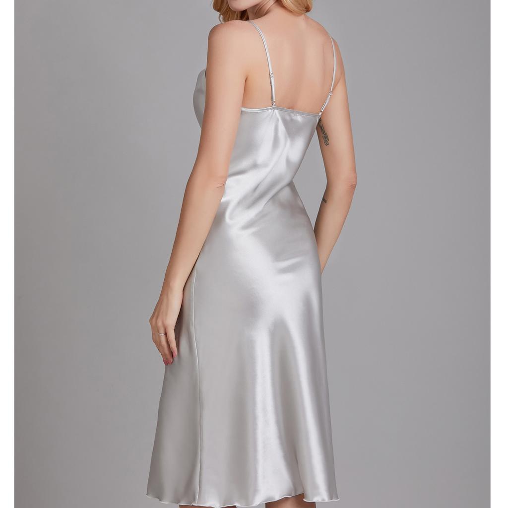 Dámská noční košile, na ramínka, ledový hedvábí, elegantní volánový límec, tenký domácí outfit