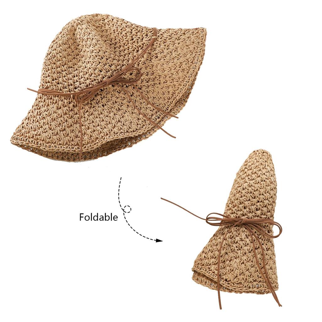 Straw UV Protection Wide Brim Sun With Actress Sun Khaki [LONTG] Hat, Hat, Women's, Hat, Hat, Handmade, Ribbon, Hat, Breathable, Cool, Stylish, Hat,