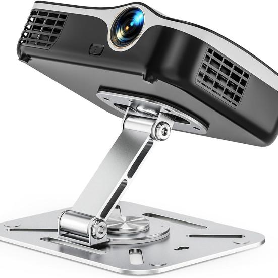 Aluminum Alloy Projector Stand 360-Degree Rotating Height Adjustable Heavy Duty 3-in-1 Projector Holder Desk Wall Ceiling Mount with 1/4-Inch Thread