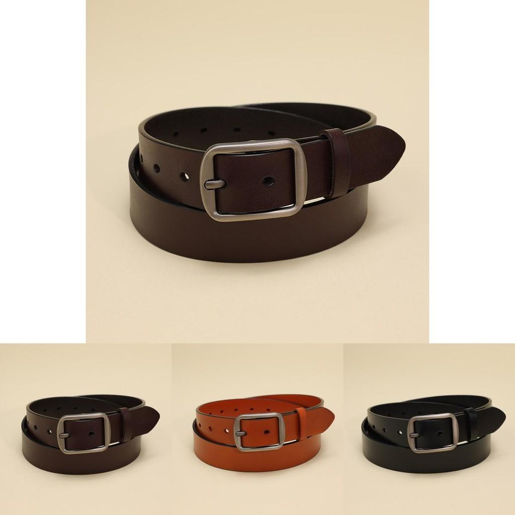 Genuine Leather Belt For Men And Women Business Casual With Round Buckle For Office Wear