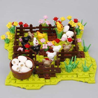 MOC City Farm Τουβλάκια Φυτό Ζώο Κοτόπουλο Γουρούνι Σκύλος Άλογο Λαχανικό Λίμνη Αυγό Αξεσουάρ Δώρο Τουβλάκια Παιχνίδια Παιδιά J079