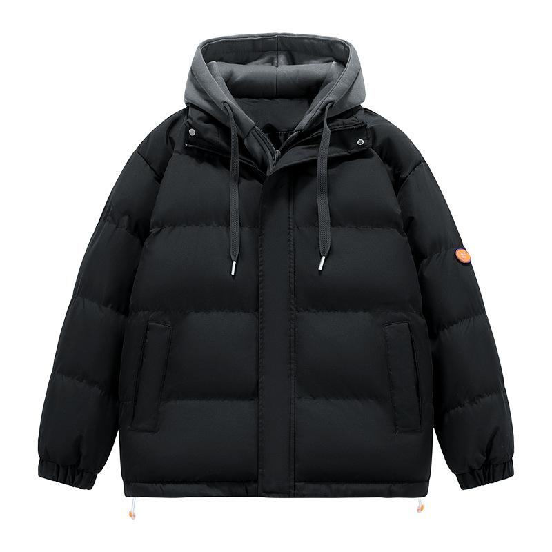 Fake Two-piece Cotton Clothing Men and Women with The Same Paragraph Winter Loose Cotton Jacket Hooded Thickened Bread Clothing Thickened Cotton Coat
