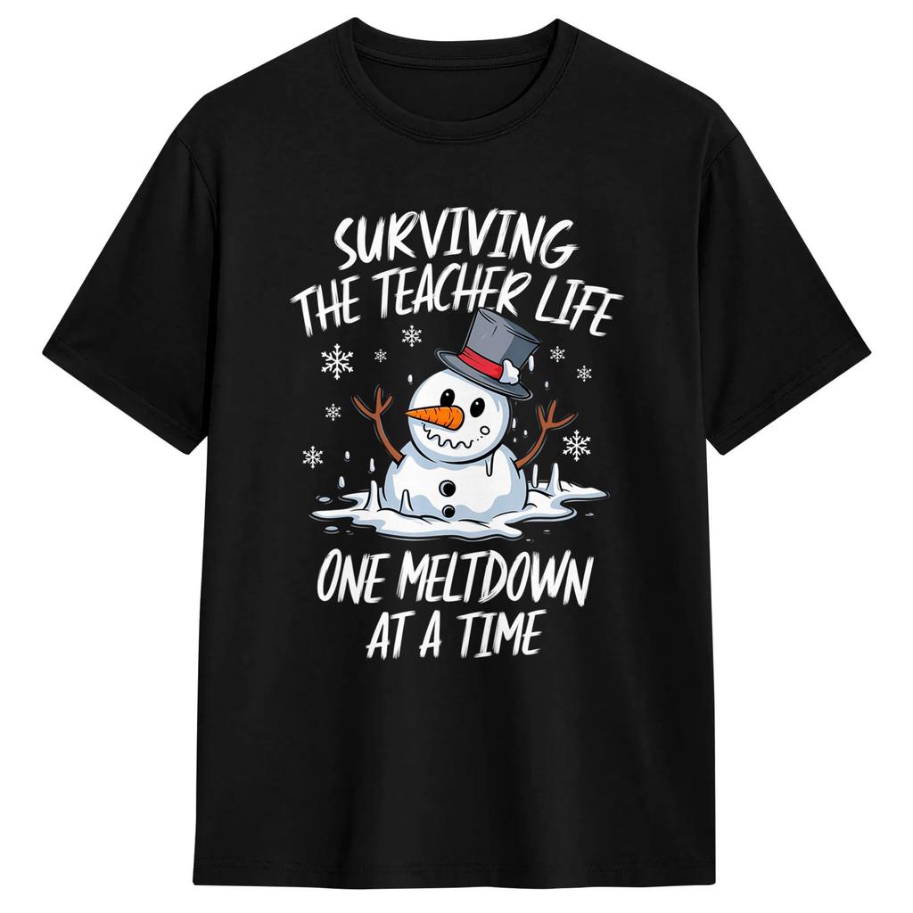 Im Fine Everything Is Fine Melting Snow Christmas In July T Shirt 100% Cotton Funny T-Shirt Round Neck Tees