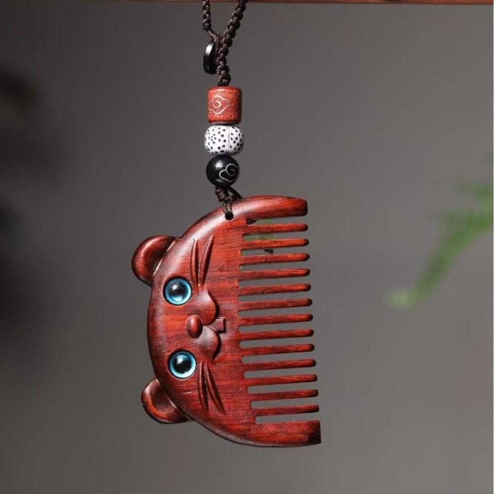 Wooden Wooden Hair Comb Wood Massager Fine Tooth Comb Head Oil Massager Pocket Comb Hair Care