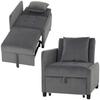 Convertible Sofa Bed, 1-Seater, 4-in-1 Armchair Bed, Velvet, Adjustable Backrest, Dark Grey