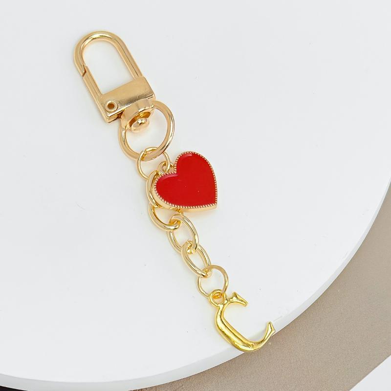 Metal Heart Letter Keychain Fashion A-Z Initial Keyring Charms Car Key Holders Bag Pendant Accessories Valentine'S Day Gift