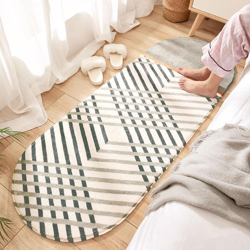 Bedroom Bedside Oval Carpet Modern and Simple Machine Washable Bay Window Balcony Long Strip Short Plush Carpet