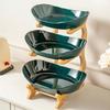 Multi Layer Fruit Basket with Bamboo Stand, Plastic Tiered Snack Tower for Candy Nuts, Space Saving Kitchen Counter Organizer for Living Room